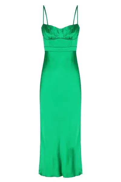 Shona Joy Lana Corded Ruched Midi Dress Tree Green Size 10 for rent on The Volte - main image