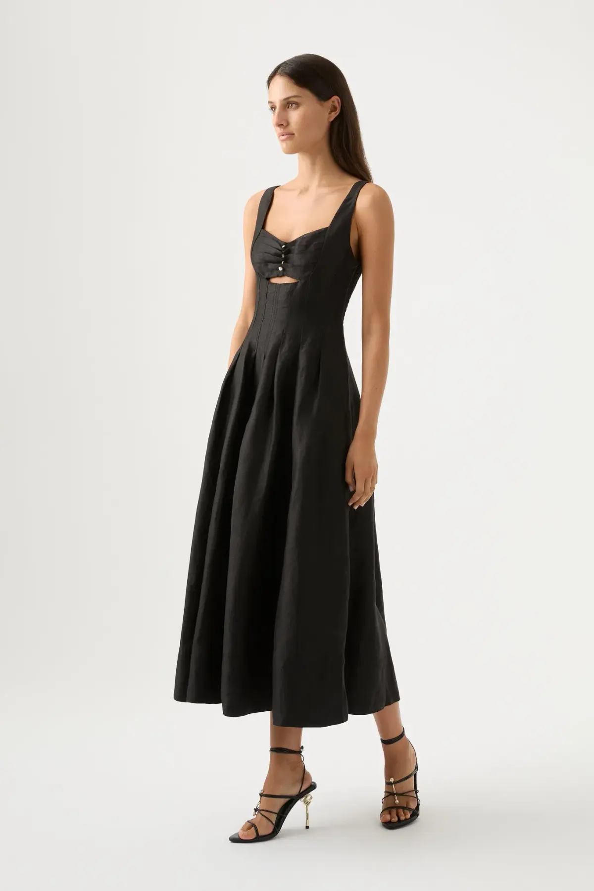 Aje Divinity Pearl Pin Midi Dress Black Size 14  - Image 2