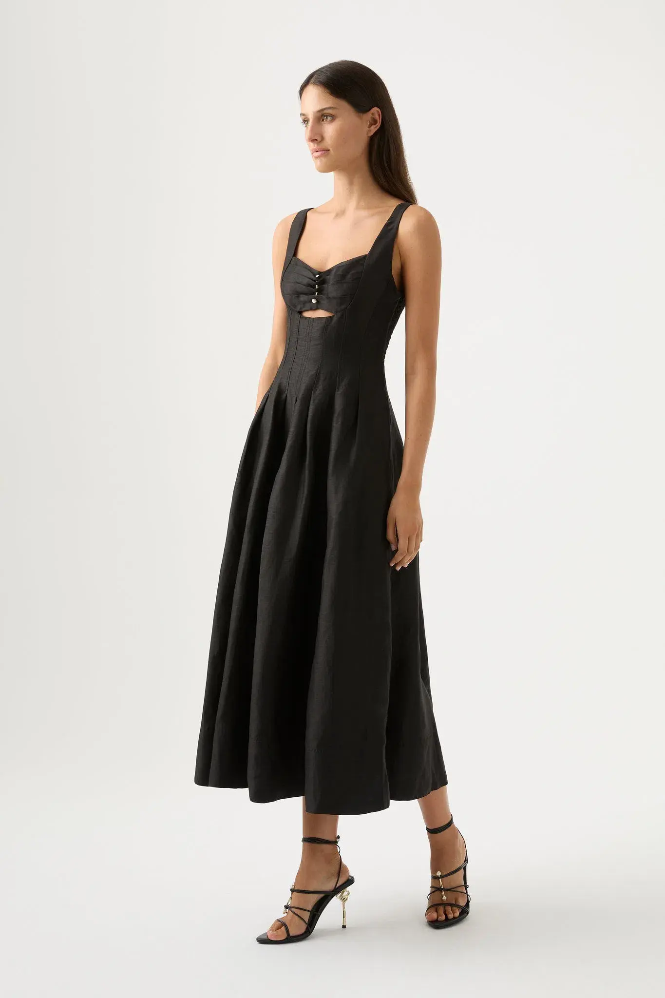 Aje Divinity Pearl Pin Midi Dress Black Size 14  - Image 2