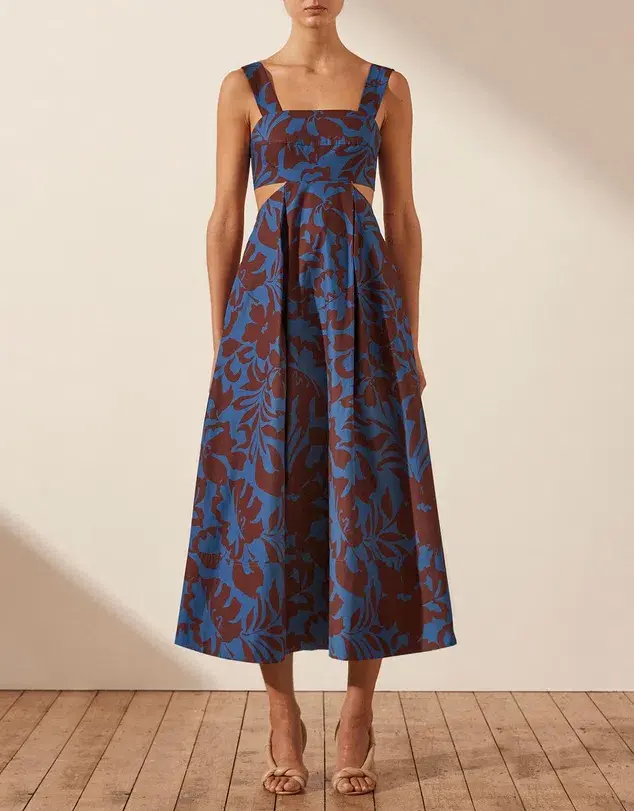 Shona Joy Catia Cut Out Midi Dress Catia Print  Size 12 - Image 1