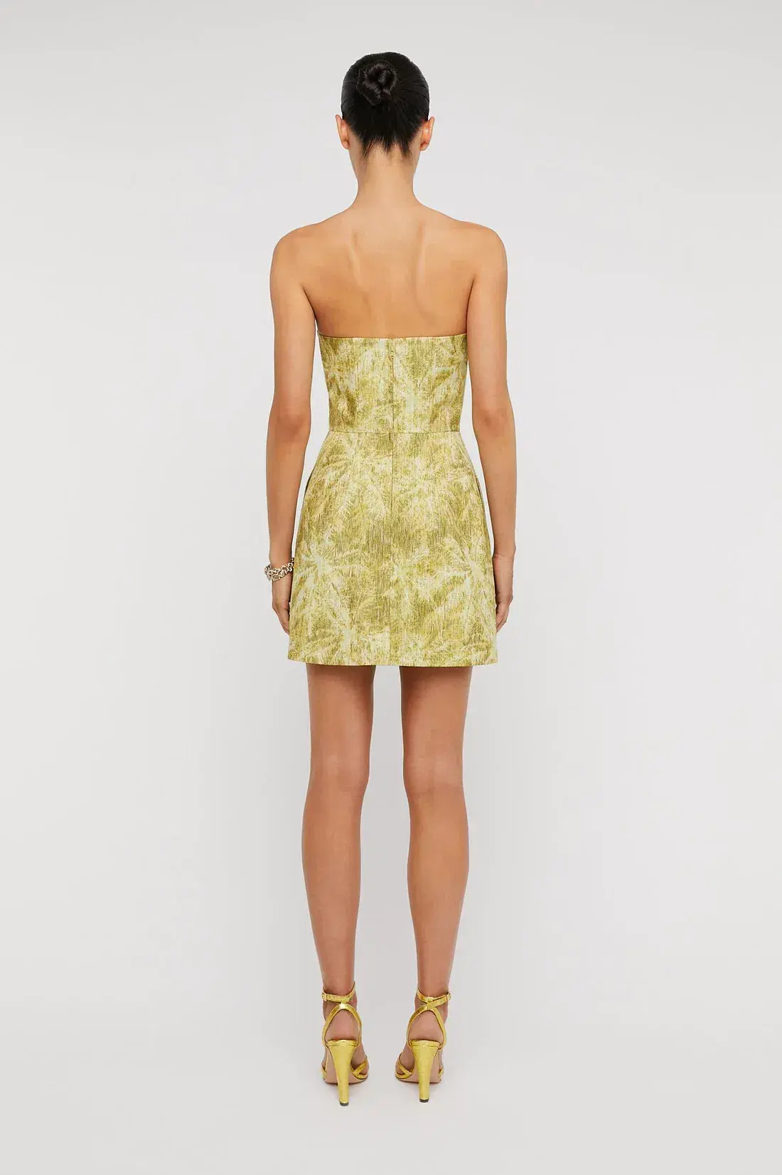 Scanlan Theodore Tinsel Linen Mini Dress Lime Size 10  - Image 4