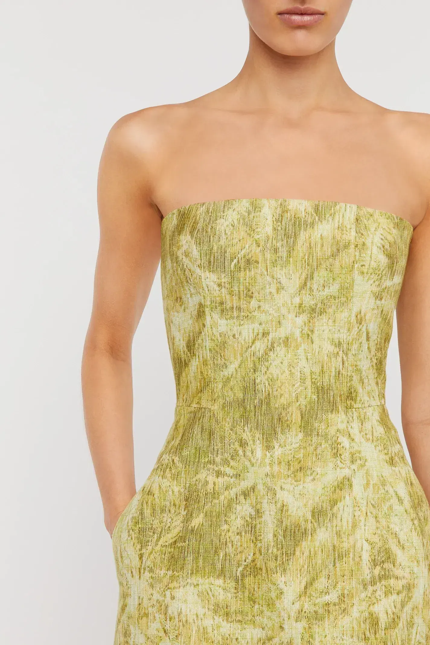 Scanlan Theodore Tinsel Linen Mini Dress Lime Size 10  - Image 2