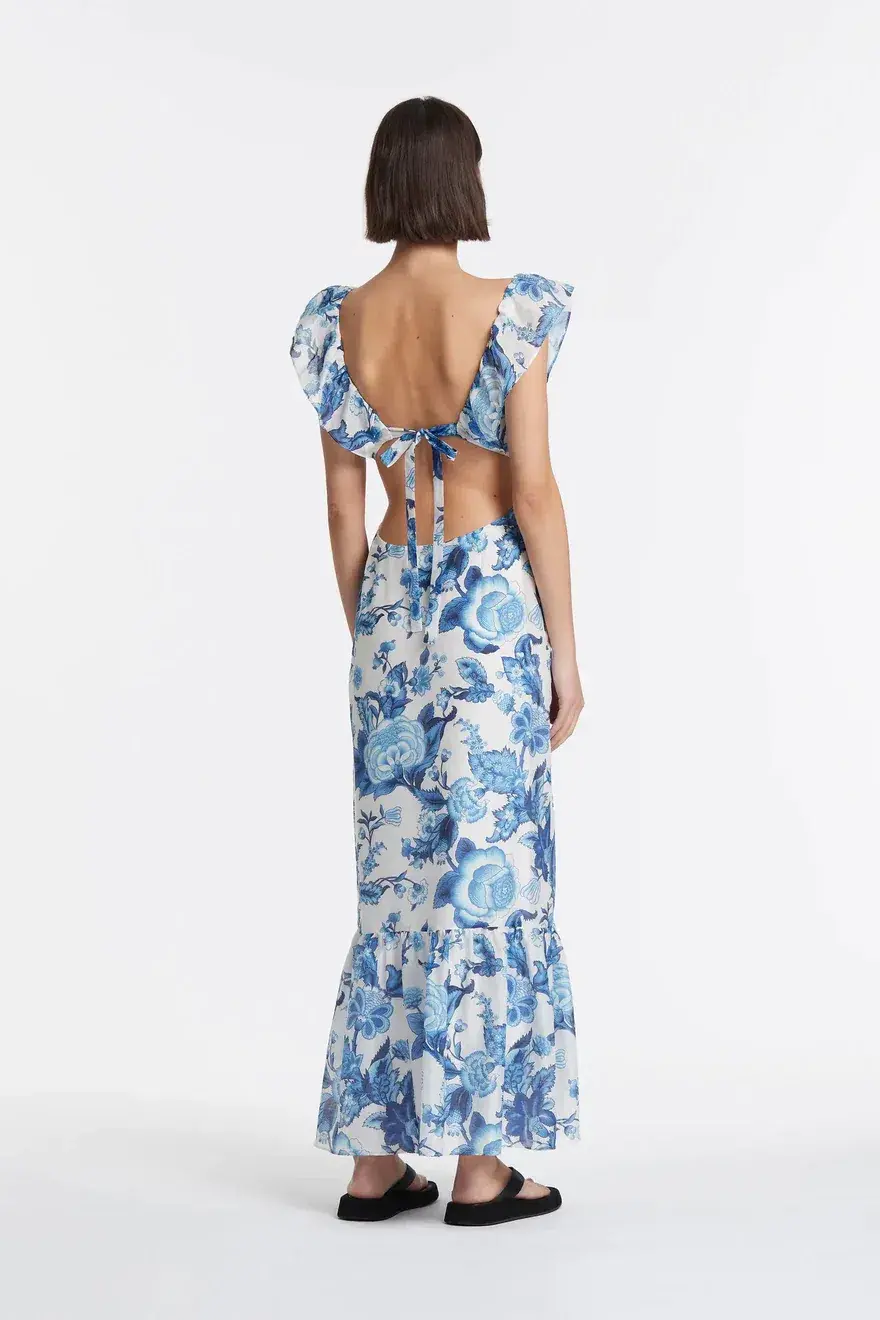 Sir The Label Amaris Frill Dress Blue Size 2 / AU 10 for rent on The Volte - main image