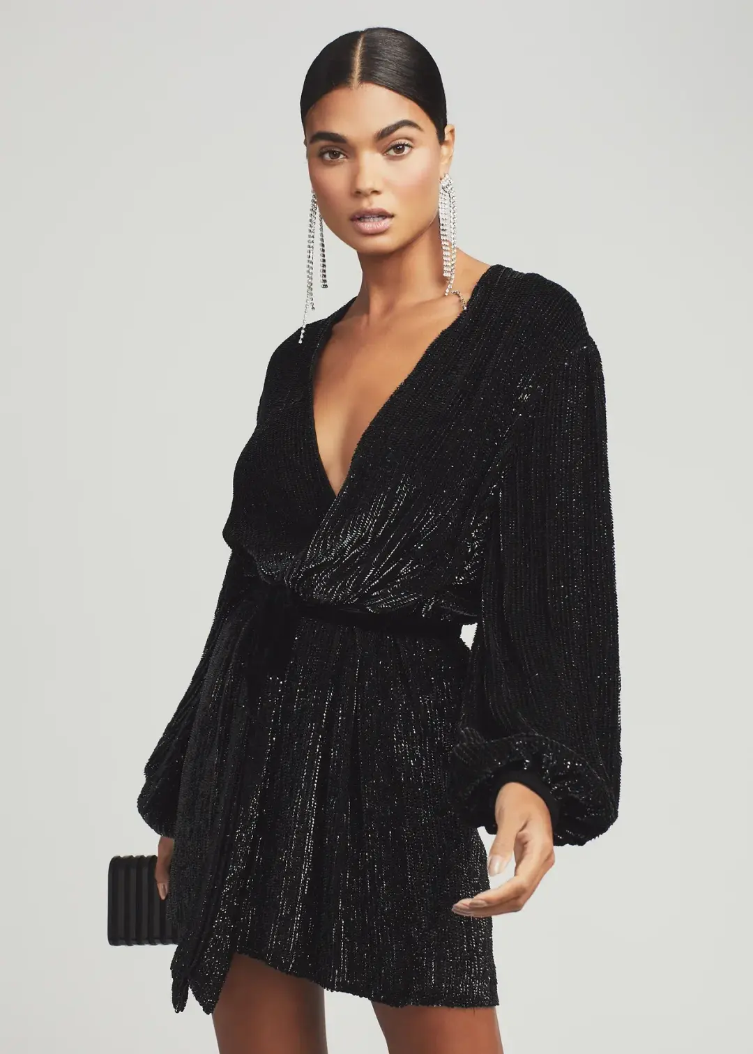 Retrofete Gabrielle Dress Black Sequin Robe Size 8 for rent on The Volte - main image