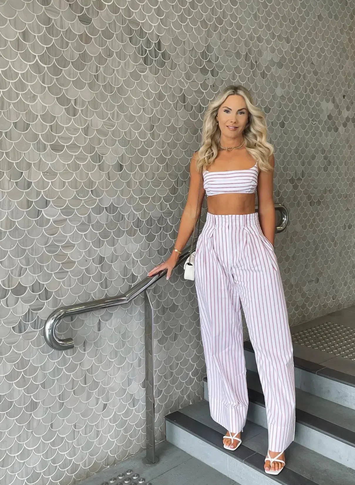 Shona Joy Tie Back Bralette & High Waist Pants Set Ribiero Size 6 - Image 1