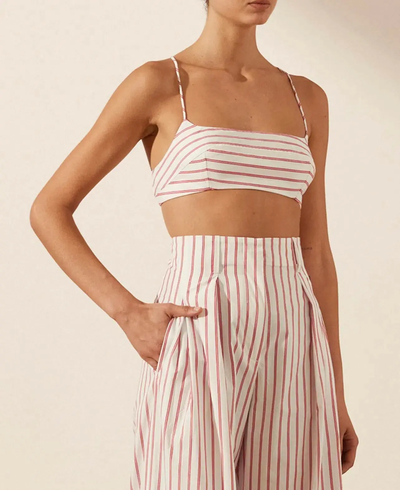 Shona Joy Tie Back Bralette & High Waist Pants Set Ribiero Size 6 - Image 2