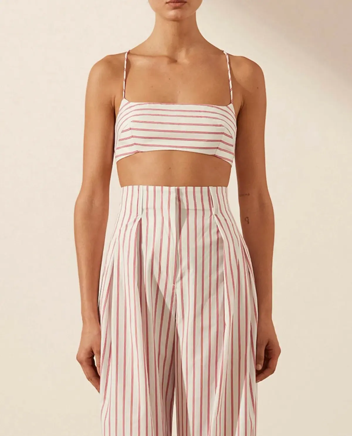 Shona Joy Tie Back Bralette & High Waist Pants Set Ribiero Size 6 - Image 5