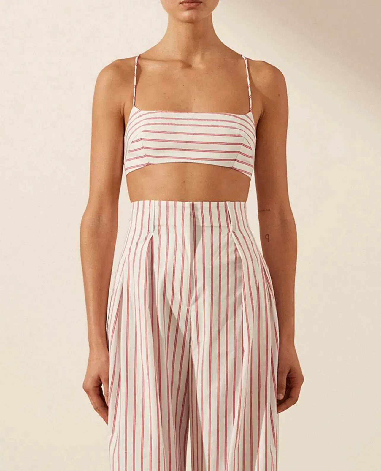 Shona Joy Tie Back Bralette & High Waist Pants Set Ribiero Size 6 - Image 5