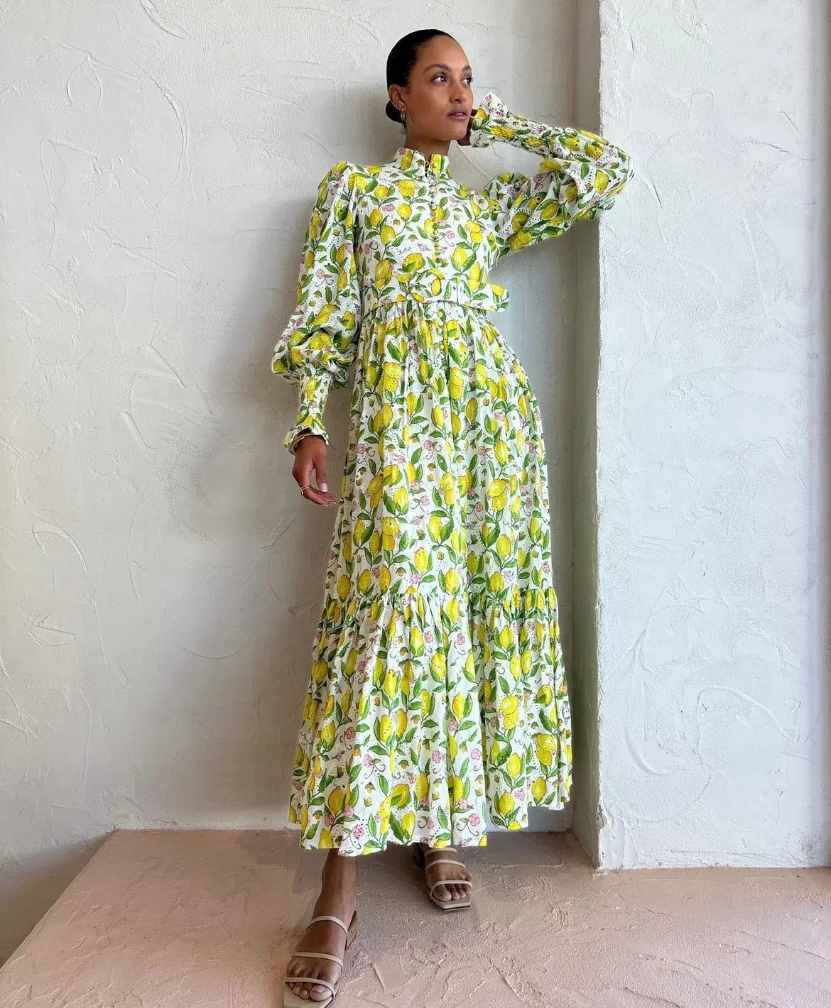 Palm Noosa Royal Flush Dress Lemon Print Size AU 6 - Image 2