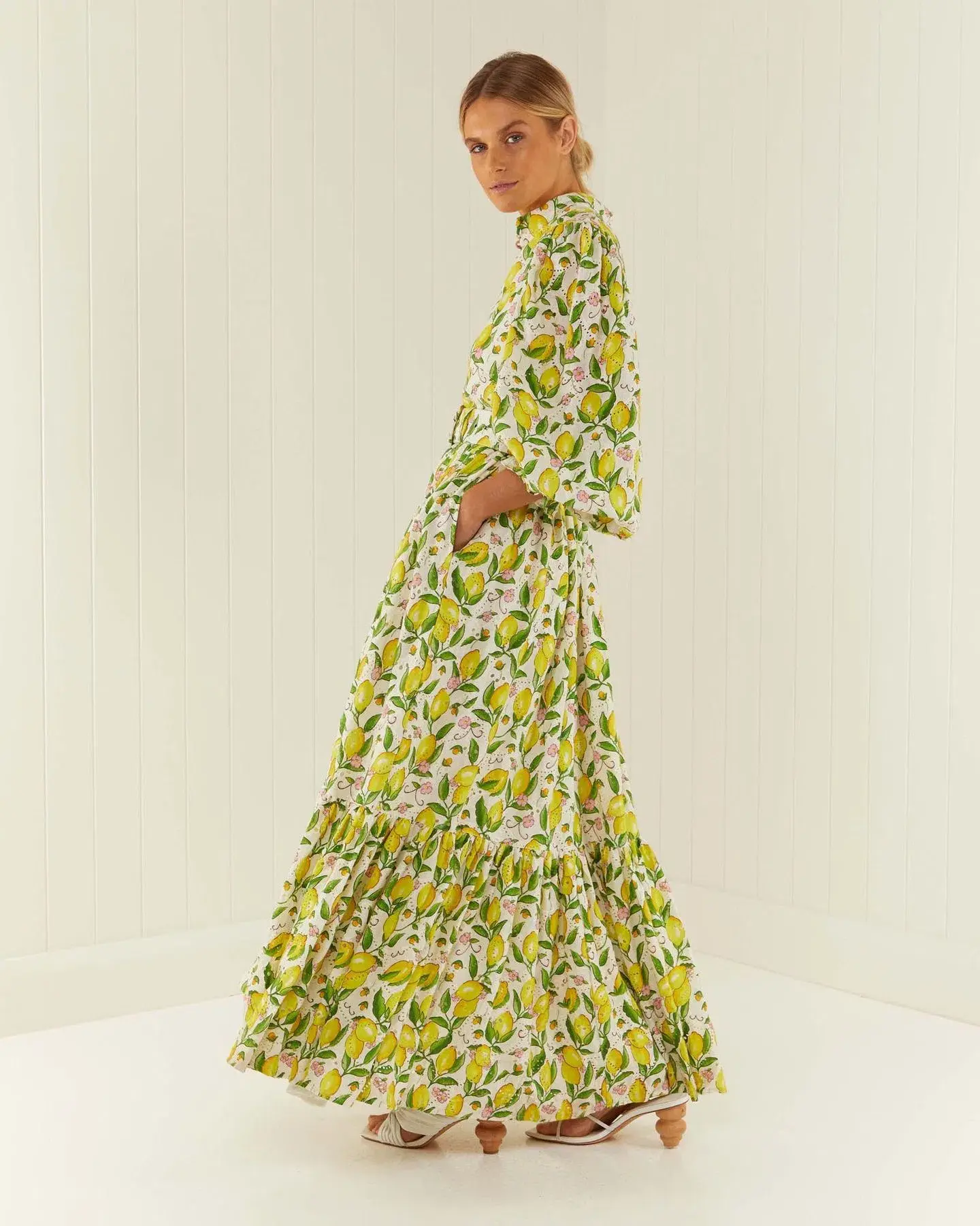 Palm Noosa Royal Flush Dress Lemon Print Size AU 6 - Image 6