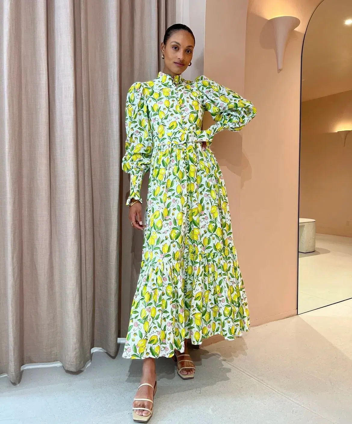 Palm Noosa Royal Flush Dress Lemon Print Size AU 6 - Image 1