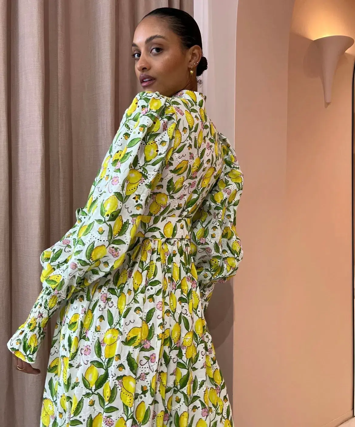 Palm Noosa Royal Flush Dress Lemon Print Size AU 6 - Image 4