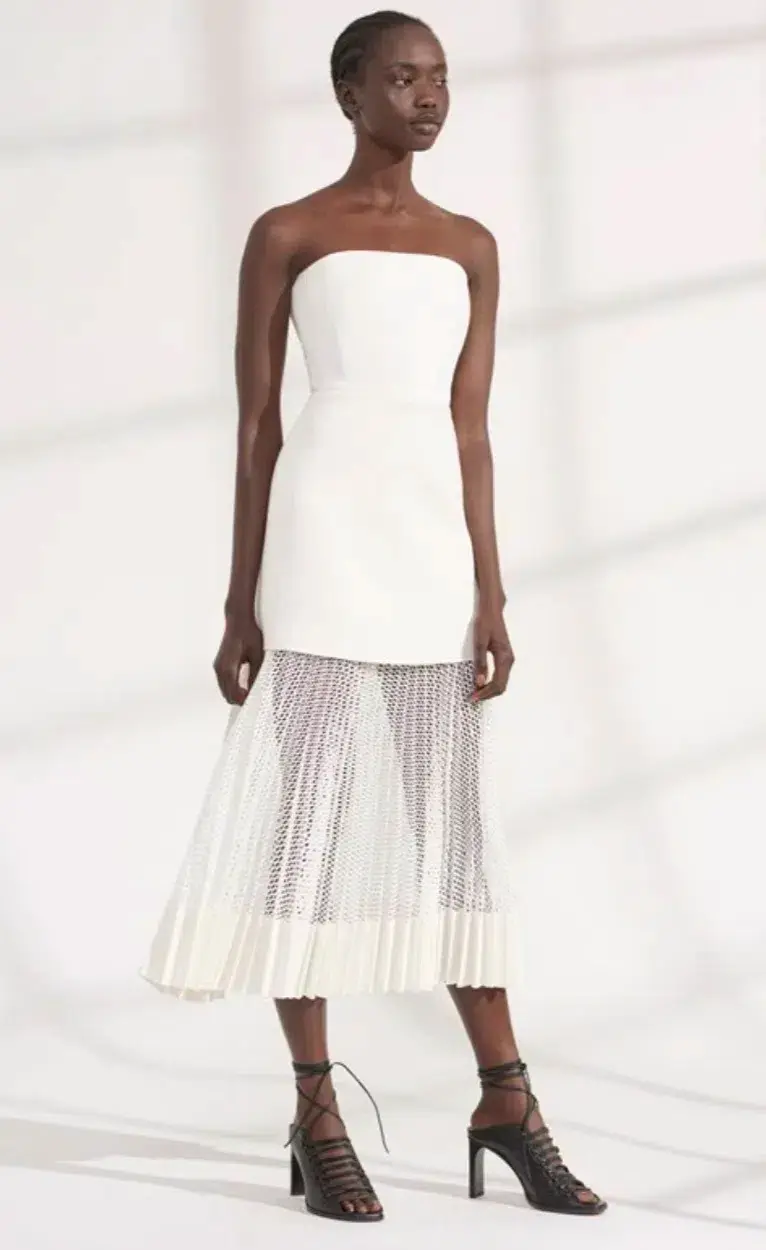 Dion Lee Net Pleat Dress Ivory Size AU 8 for rent on The Volte - main image