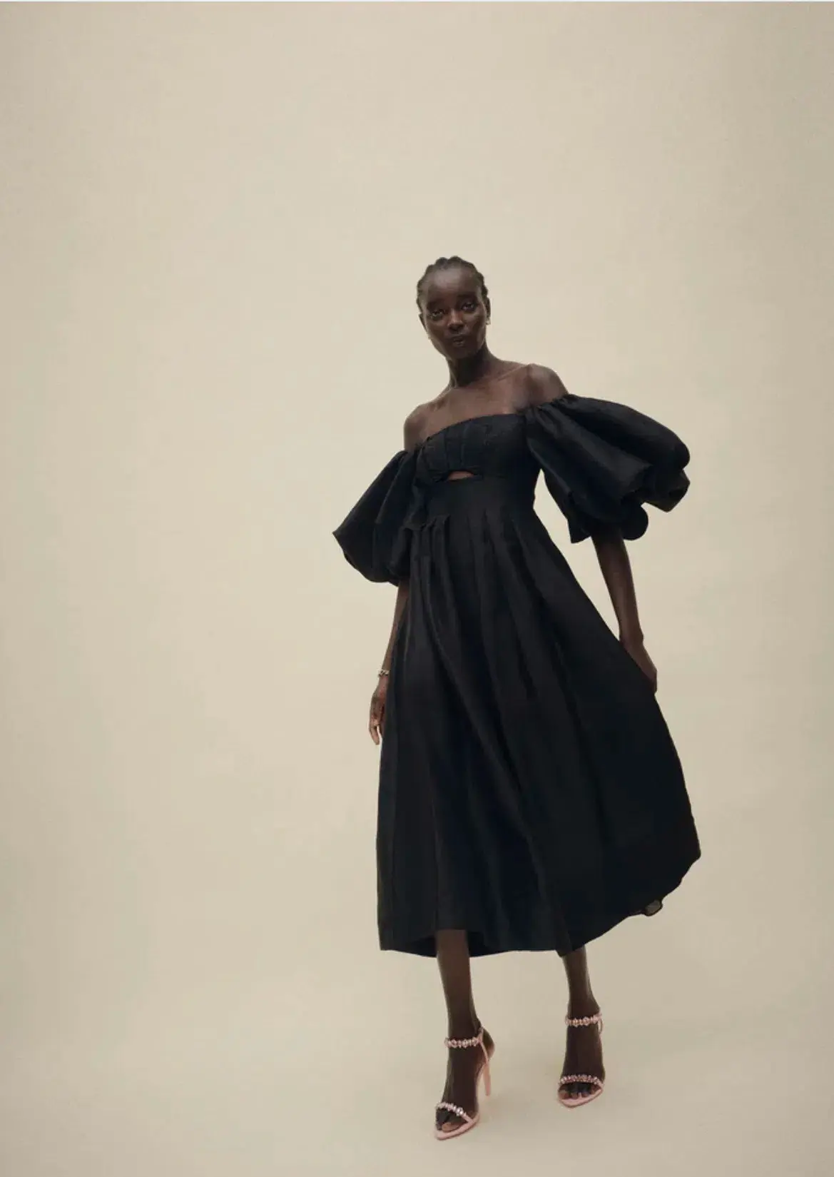 Aje Eugenie Off Shoulder Midi Dress Black Size AU 8 - Image 4
