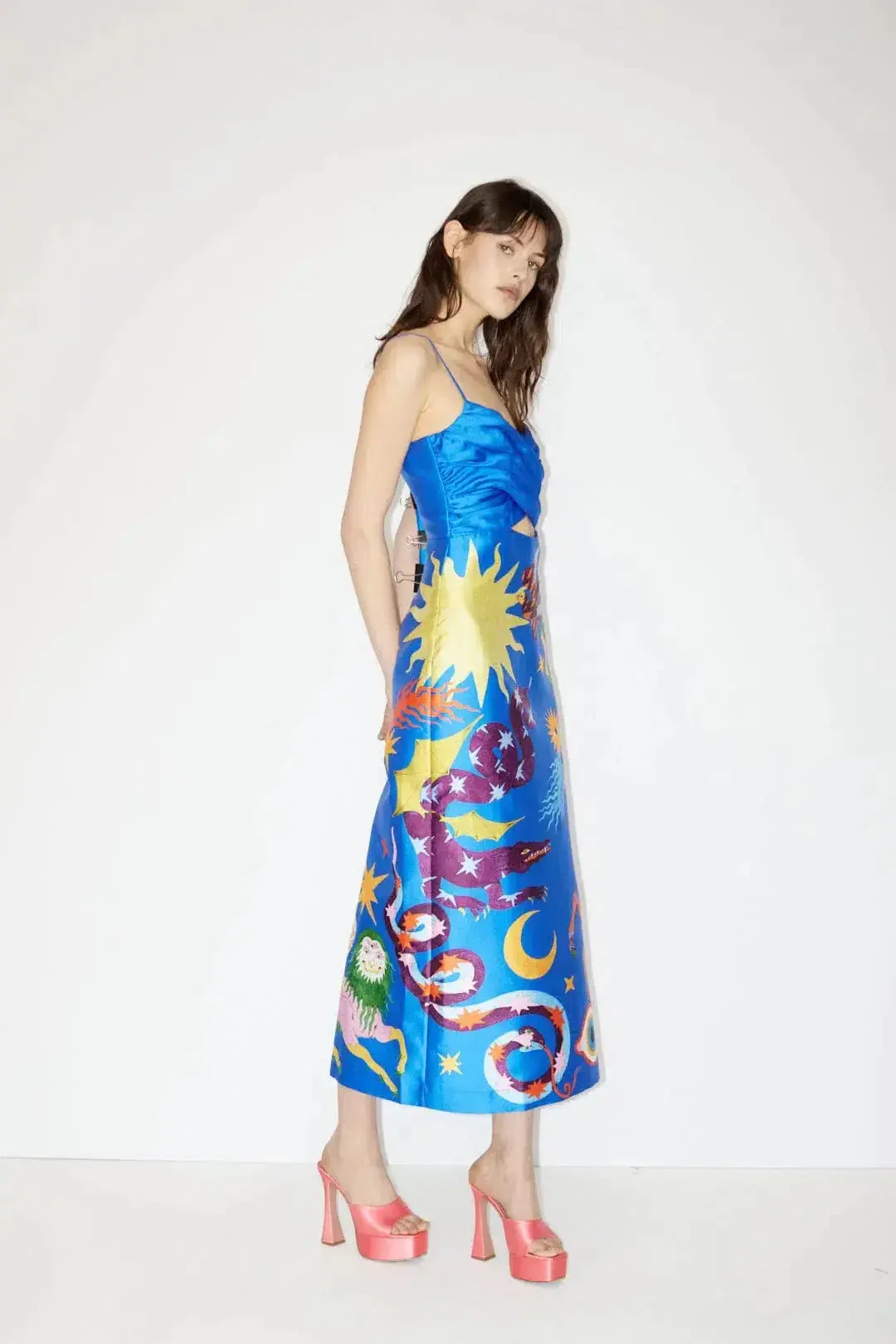 Alemais Guardian Midi Dress in Azure Multi Size AU 10 for rent on The Volte - main image