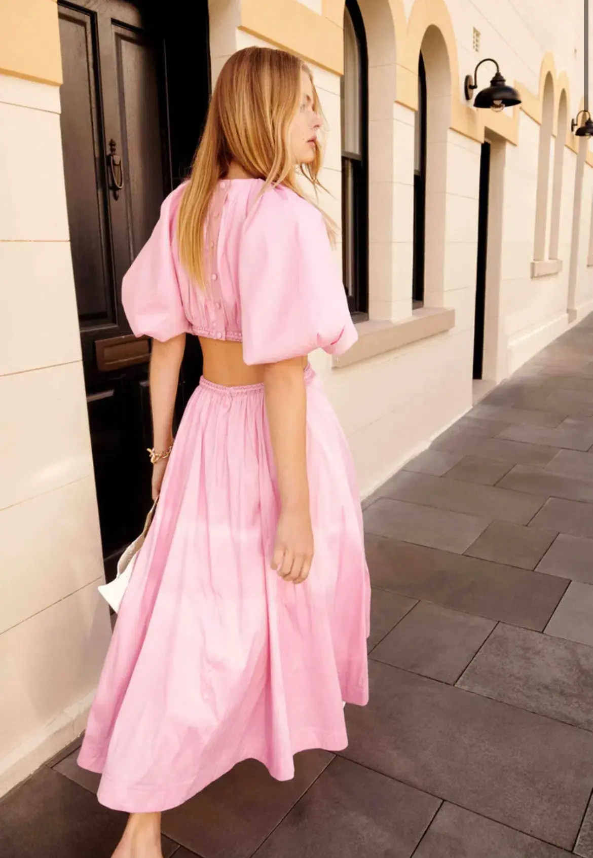 Aje Capucine Puff Sleeve Midi Dress Bon Bon Pink Size AU 8 - Image 4