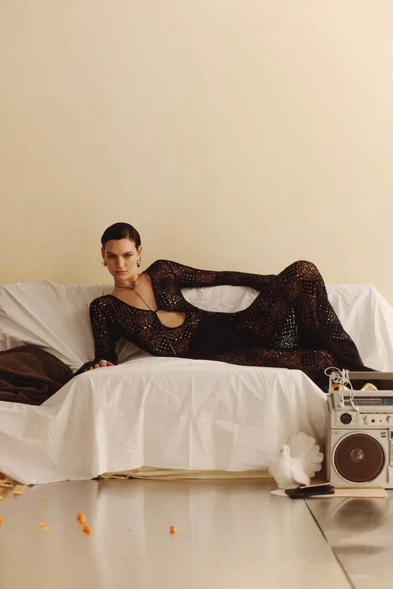 Sir The Label Rayure Long Sleeve Maxi Black Size AU 8 for rent on The Volte - main image