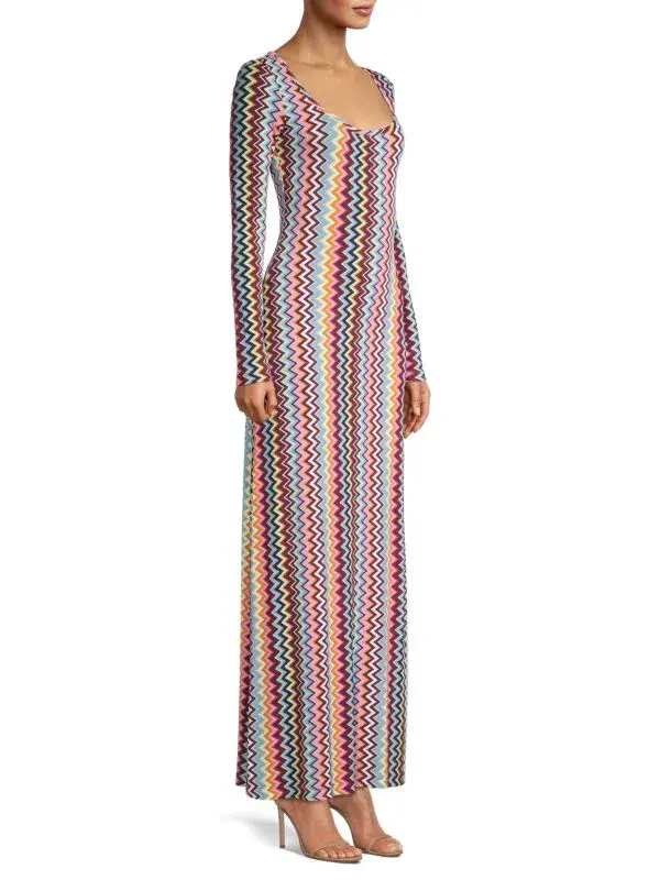 Missoni Zig Zag Long Sleeve Maxi Dress Multi Size M / Au 10 - Image 2
