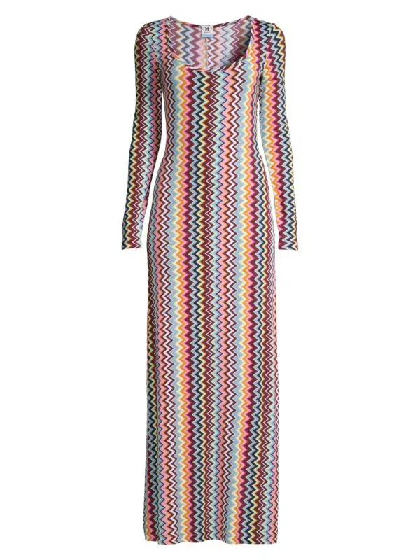 Missoni Zig Zag Long Sleeve Maxi Dress Multi Size M / Au 10 - Image 3