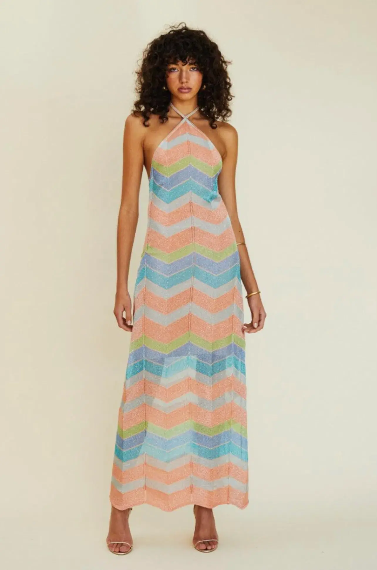 Suboo Solar Chevron Halter Maxi Dress Multi Size M / Au 10 - Image 1