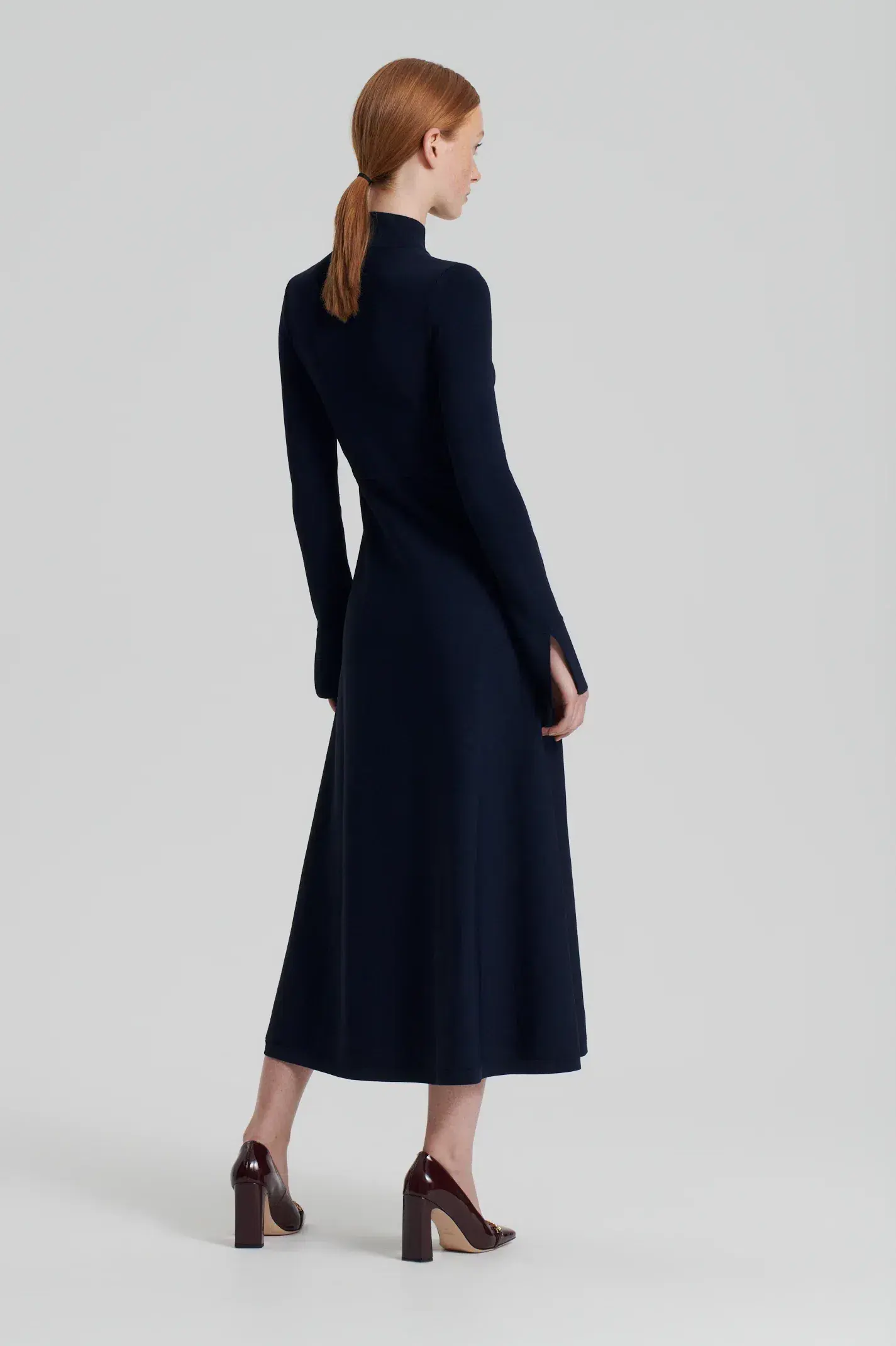 Scanlan Theodore Crepe Knit Button Polo Dress Navy Size S / Au 8 - Image 3