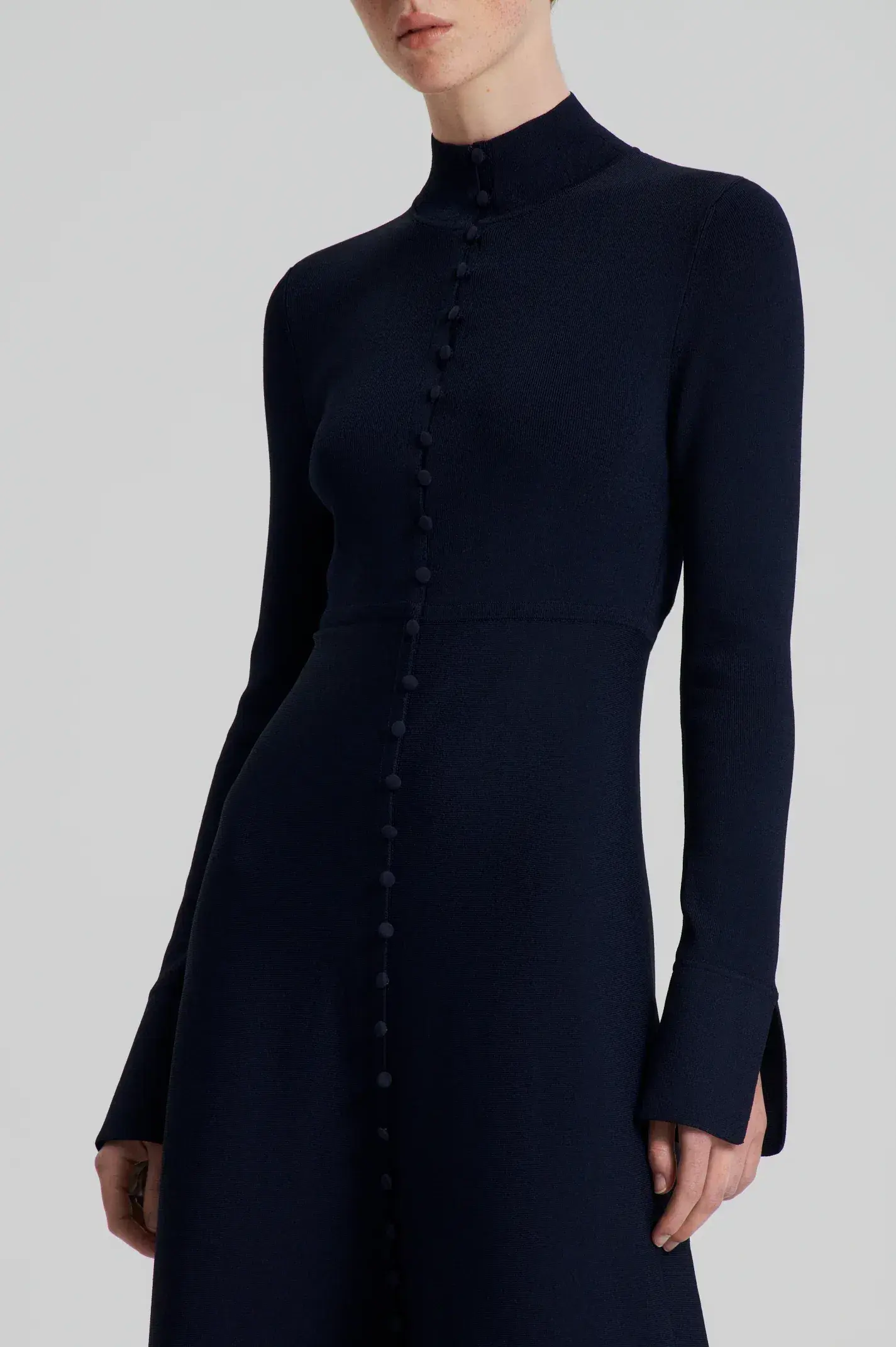 Scanlan Theodore Crepe Knit Button Polo Dress Navy Size S / Au 8 - Image 4