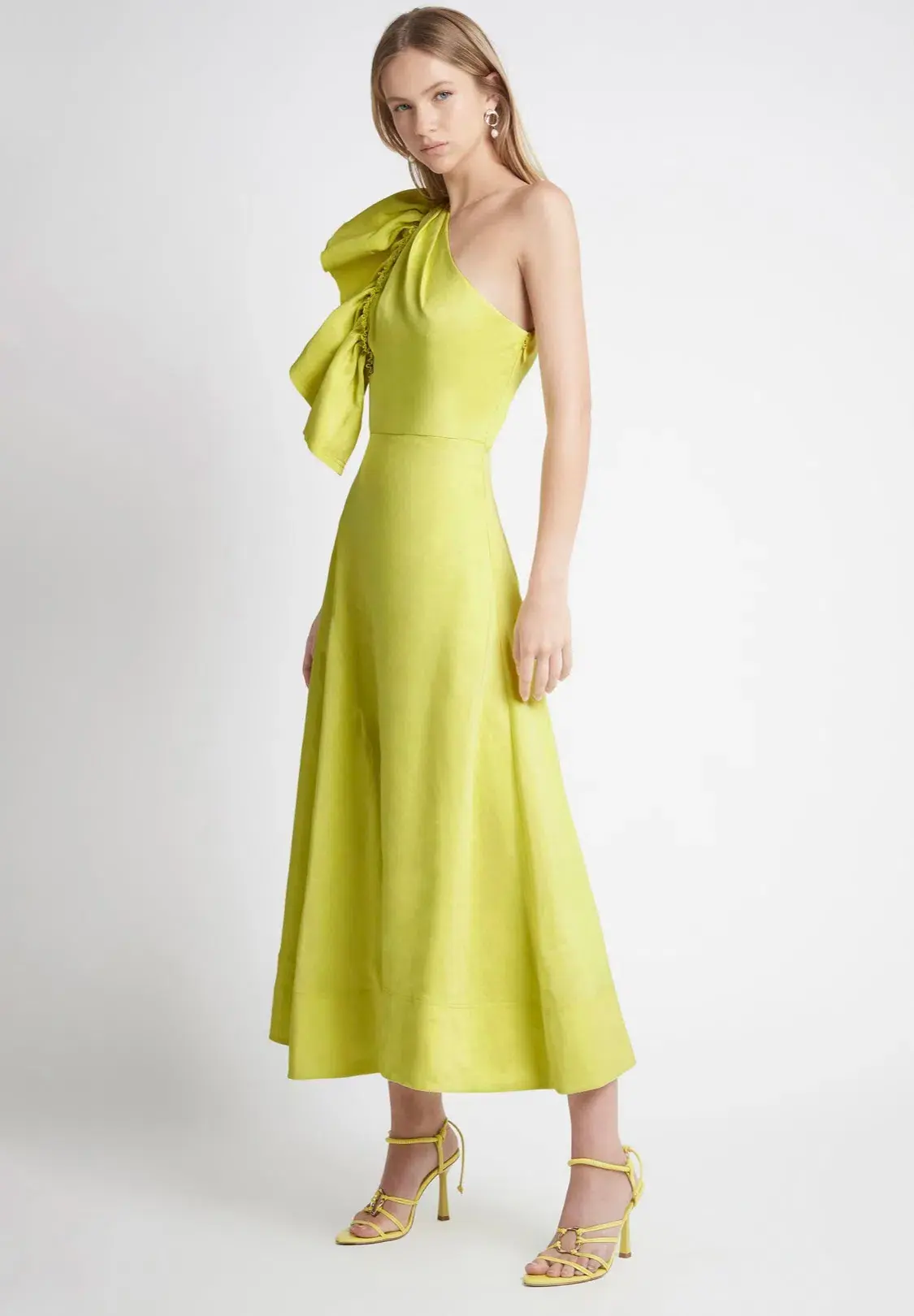 Aje Bonjour Asymmetric Midi Dress Lime Green Size 12 - Image 2