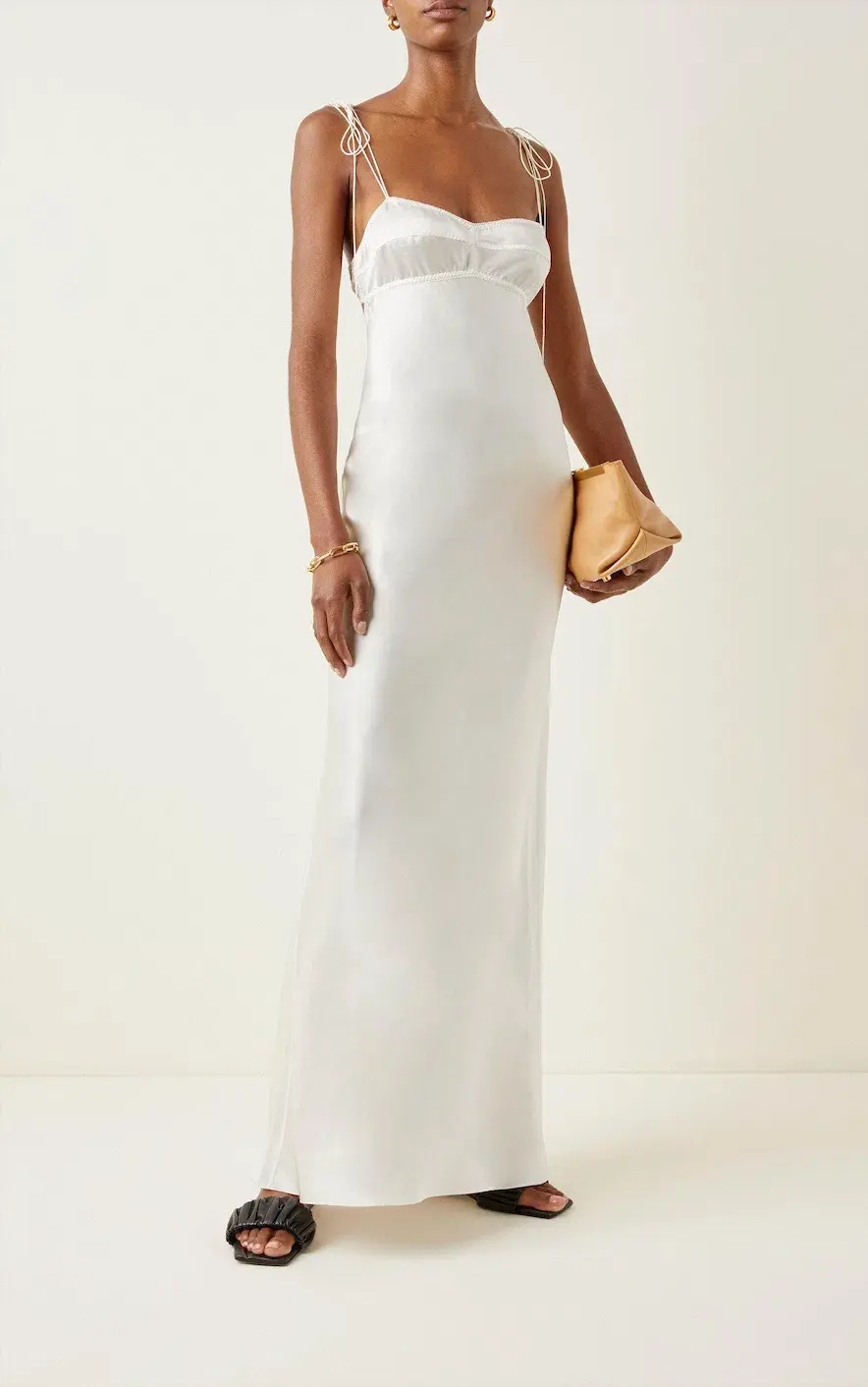 Anna October Paris Open Back Satin Maxi Slip Dress White Size S / Au 8 - Image 1