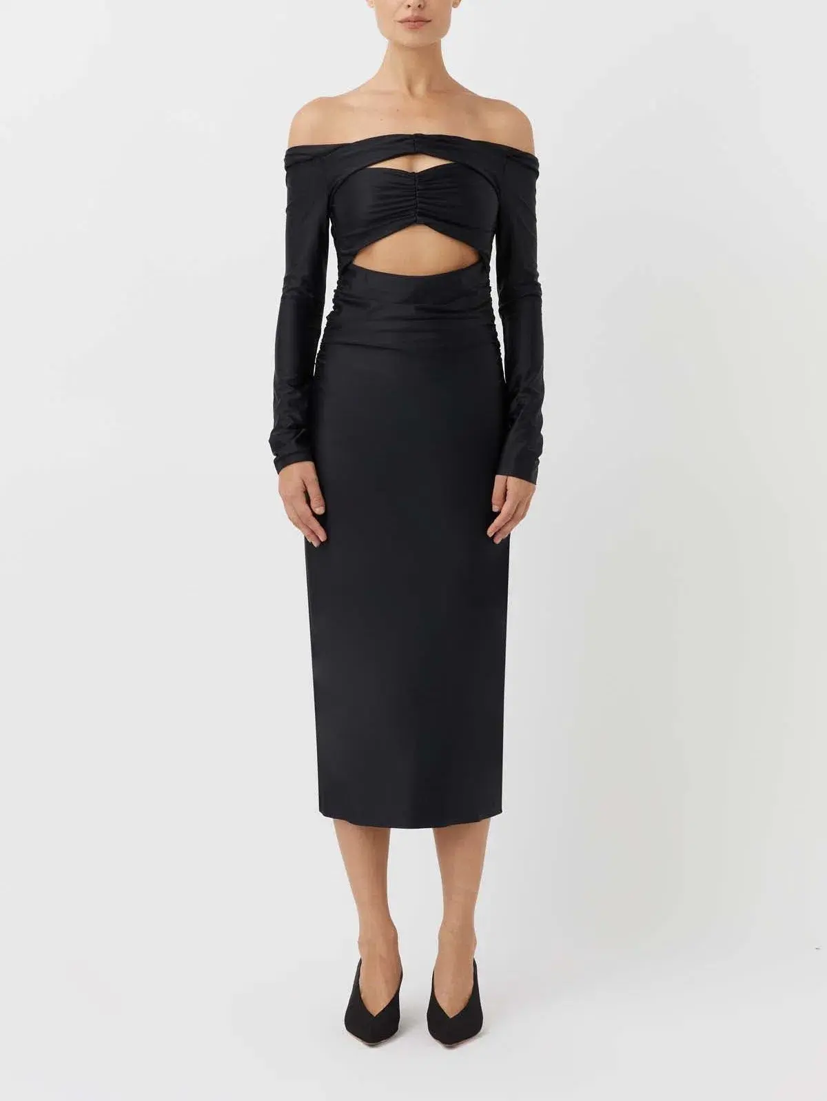 Camilla and Marc Berkley Off Shoulder Midi Dress Black Size 6 - Image 1