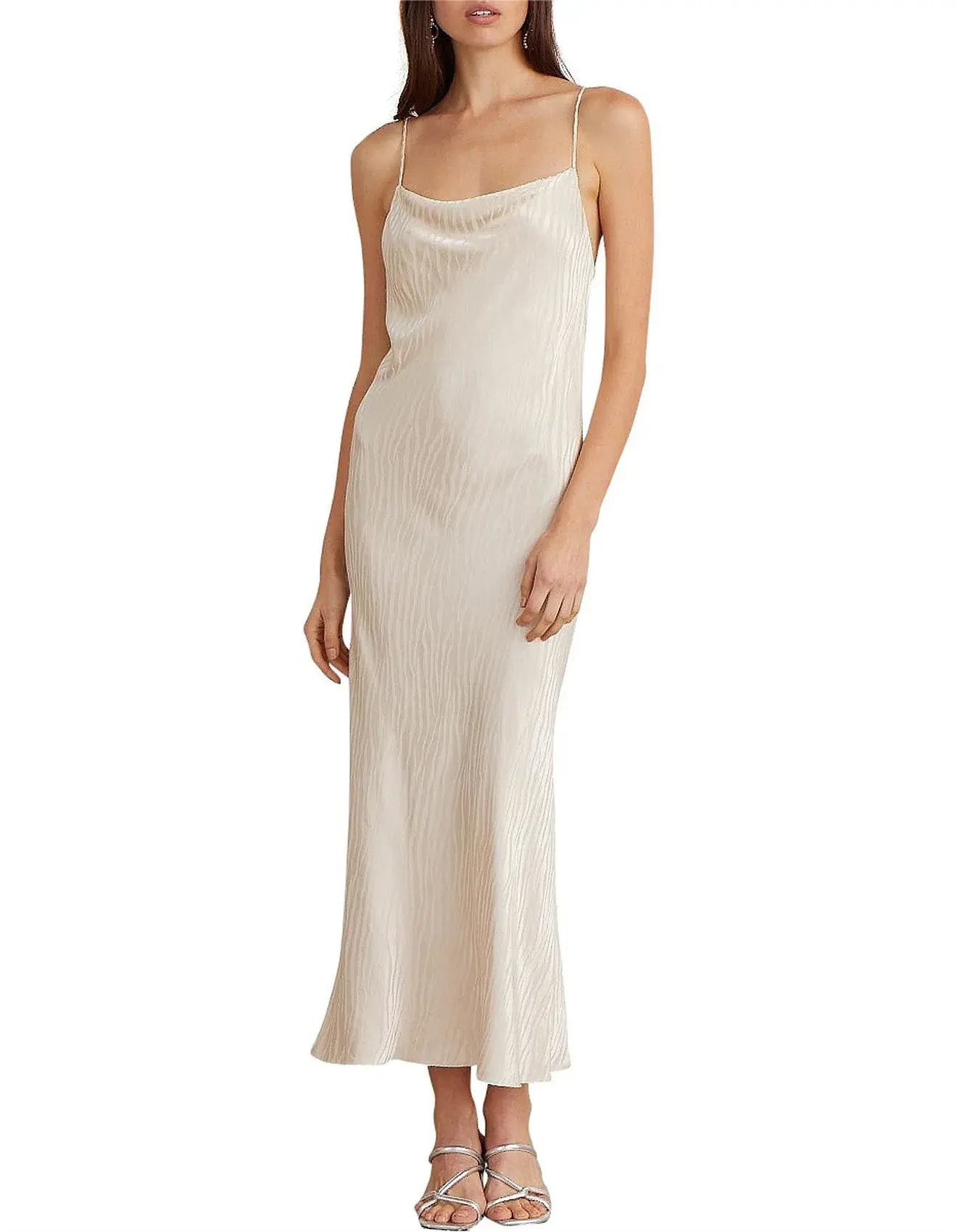 Bec & Bridge Kat Cowl Midi Dress in Cream Zebra Jacquard Size 8 - Image 1