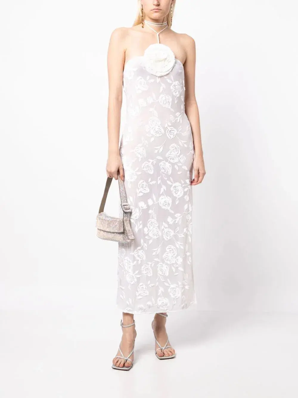 Magda Butrym Flower Applique Ivory Midi Dress White Size 34/AU 6 - Image 1