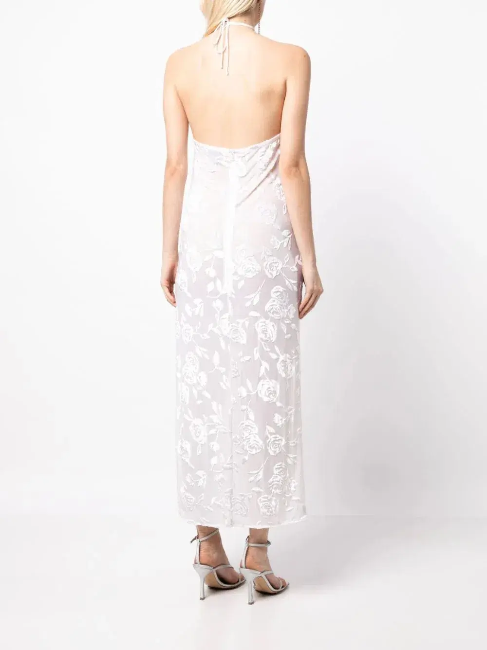 Magda Butrym Flower Applique Ivory Midi Dress White Size 34/AU 6 - Image 3
