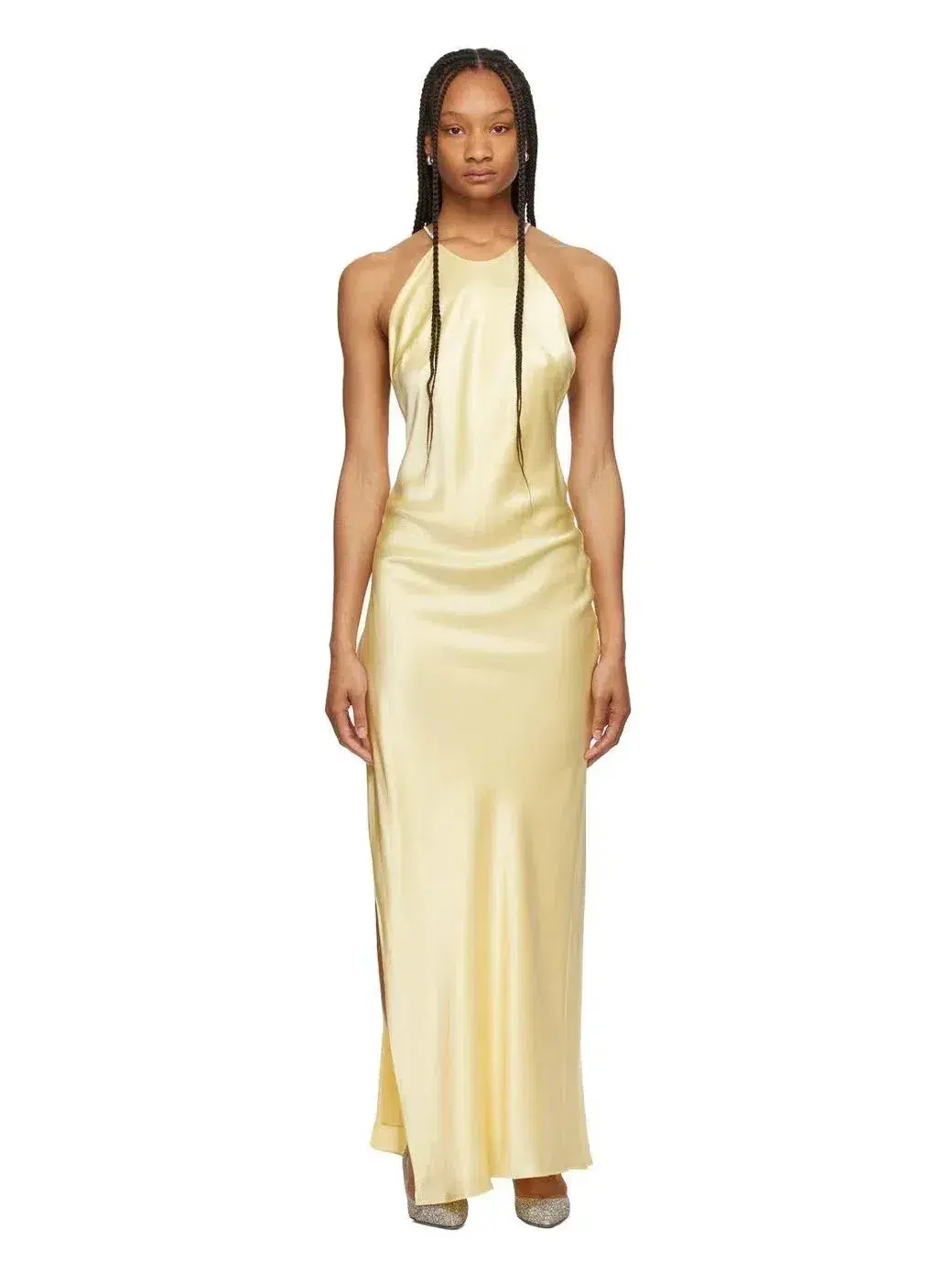 Michael Lo Sordo Hudson Bias Crystalline Maxi Dress Pale Yellow Size 8  - Image 2