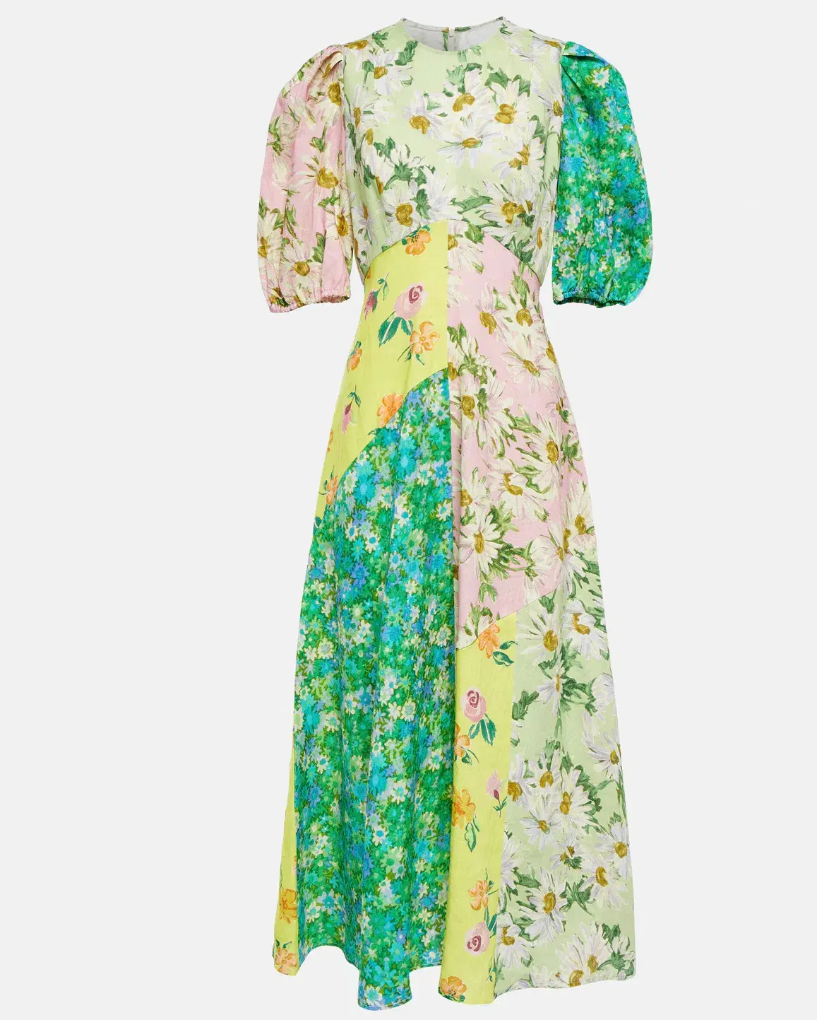 Alemais Kenzie Patchwork Linen Midi Dress Multi Floral Size 10  - Image 5