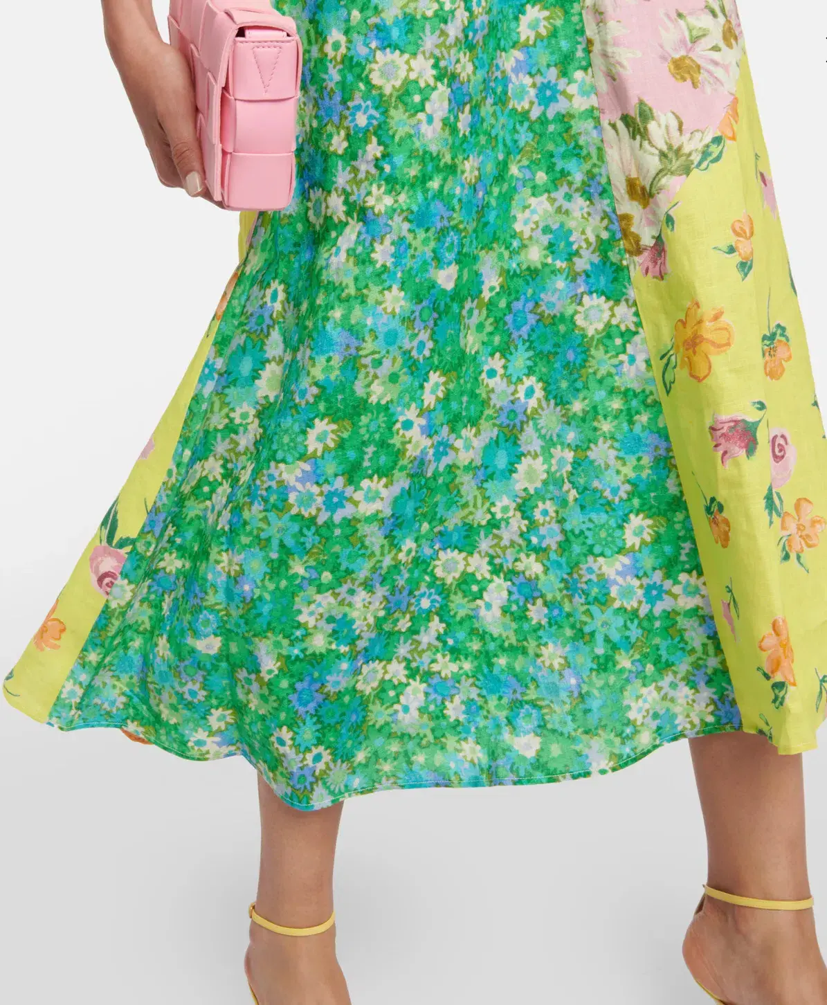 Alemais Kenzie Patchwork Linen Midi Dress Multi Floral Size 10  - Image 4