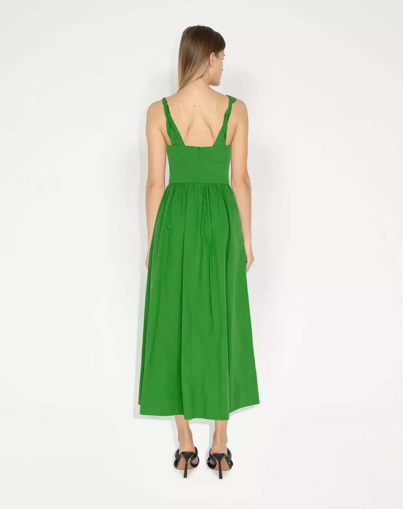 Cue Cotton Twist Strap Dress Green Size 6 - Image 3