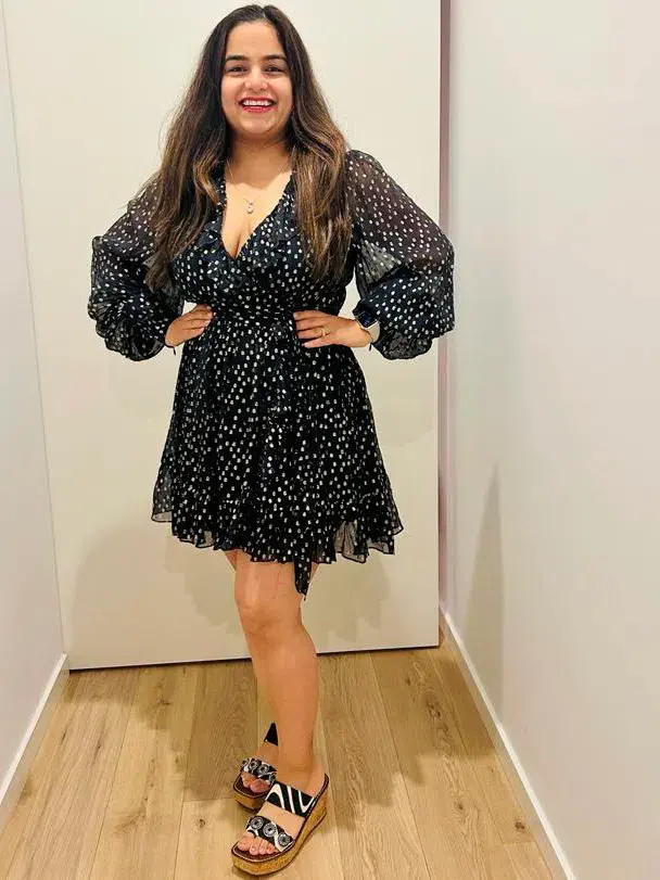 Zimmermann Lurex Wrap Mini Dress Navy Size 3/Au14  - Image 3