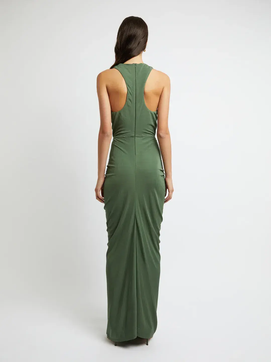 Christopher Esber Vivenda Drape Front Dress Bottle Green Size 6  - Image 4