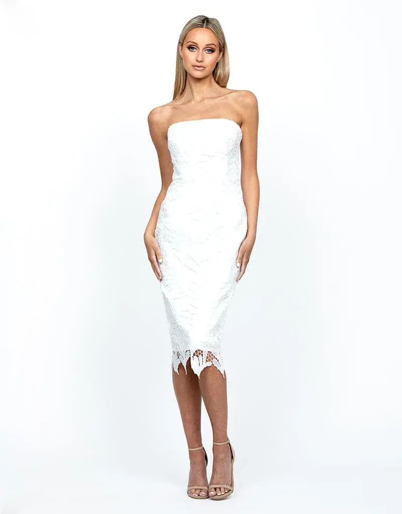 Bariano Midi Gloria Strapless White Size 6  - Image 1