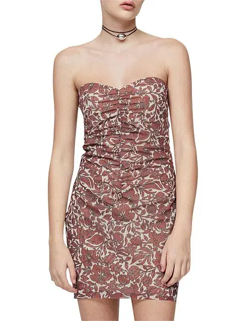 Bec & Bridge Priya Strapless Mini Dress Hibiscus Print Size 8 - Image 2