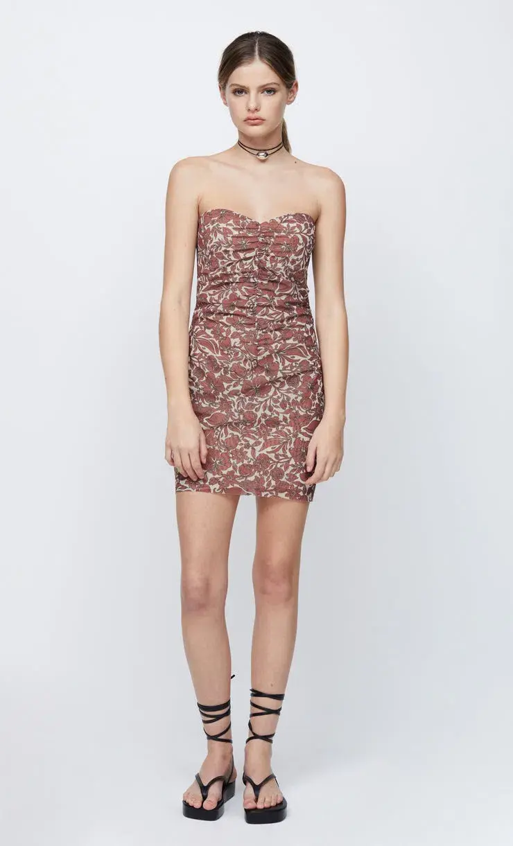 Bec & Bridge Priya Strapless Mini Dress Hibiscus Print Size 8 - Image 1