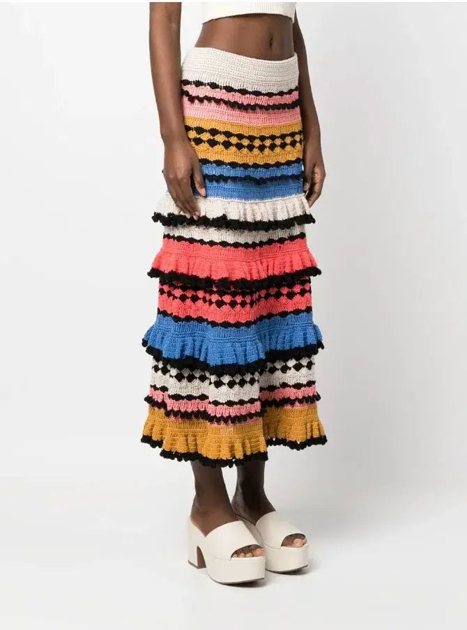 Zimmermann Tiggy Frilled Tiered Skirt Multi Size 8 - Image 2
