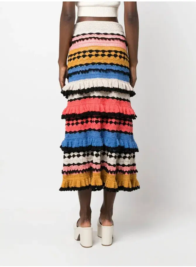 Zimmermann Tiggy Frilled Tiered Skirt Multi Size 8 - Image 3