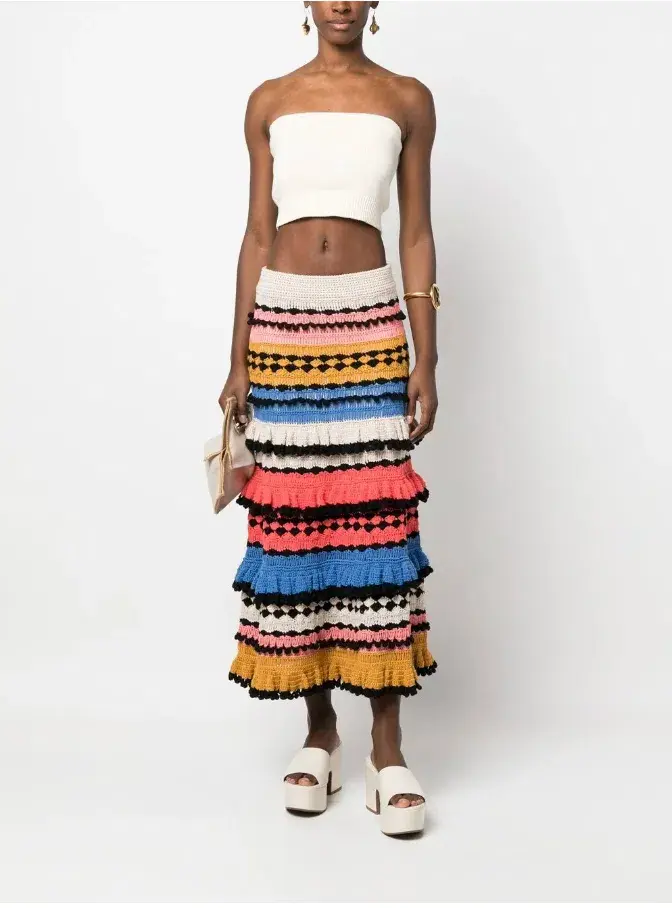 Zimmermann Tiggy Frilled Tiered Skirt Multi Size 8 - Image 1