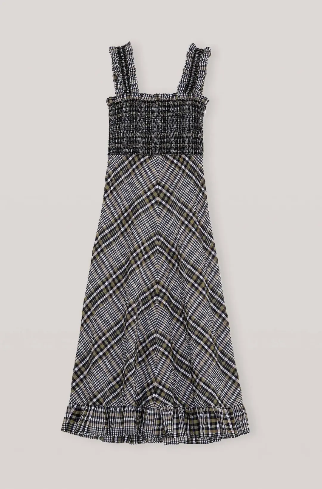 Ganni  Seersucker Check Maxi Dress Print Size 10  for rent on The Volte - main image