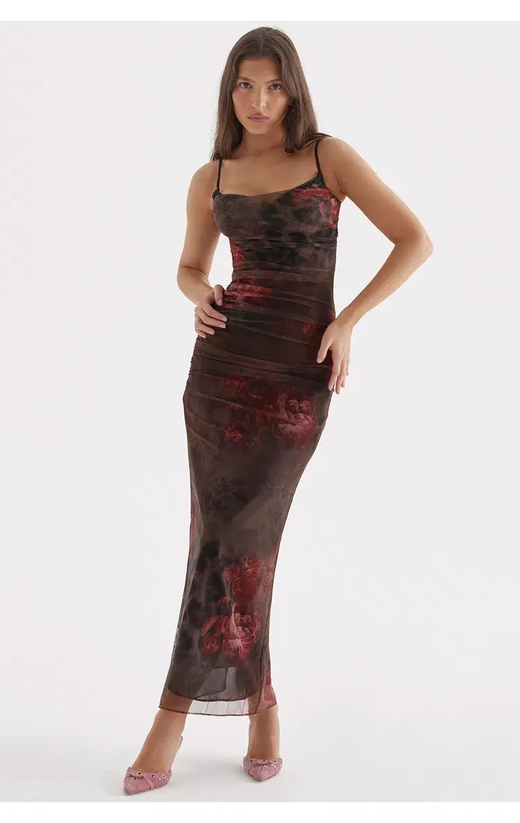 House of CB Nalini Midi Dress Floral & Leopard Print Size XL /Au 14 - Image 1