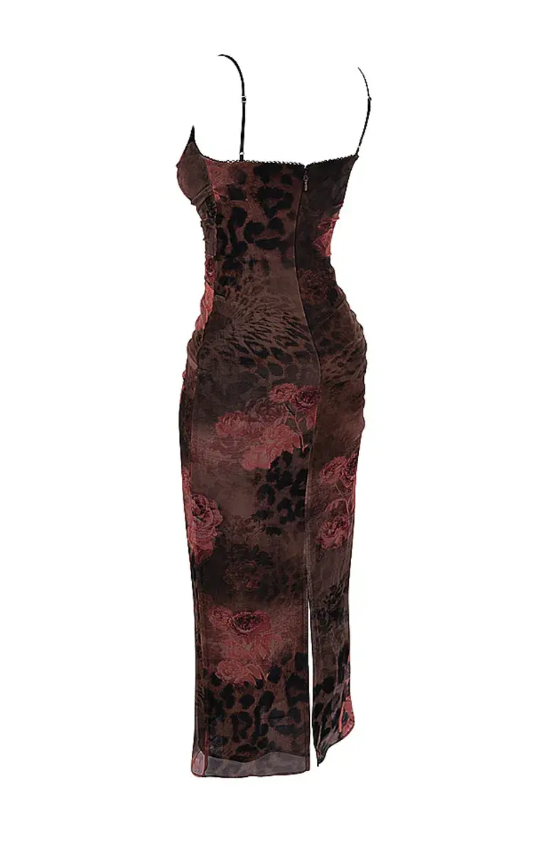 House of CB Nalini Midi Dress Floral & Leopard Print Size XL /Au 14 - Image 6