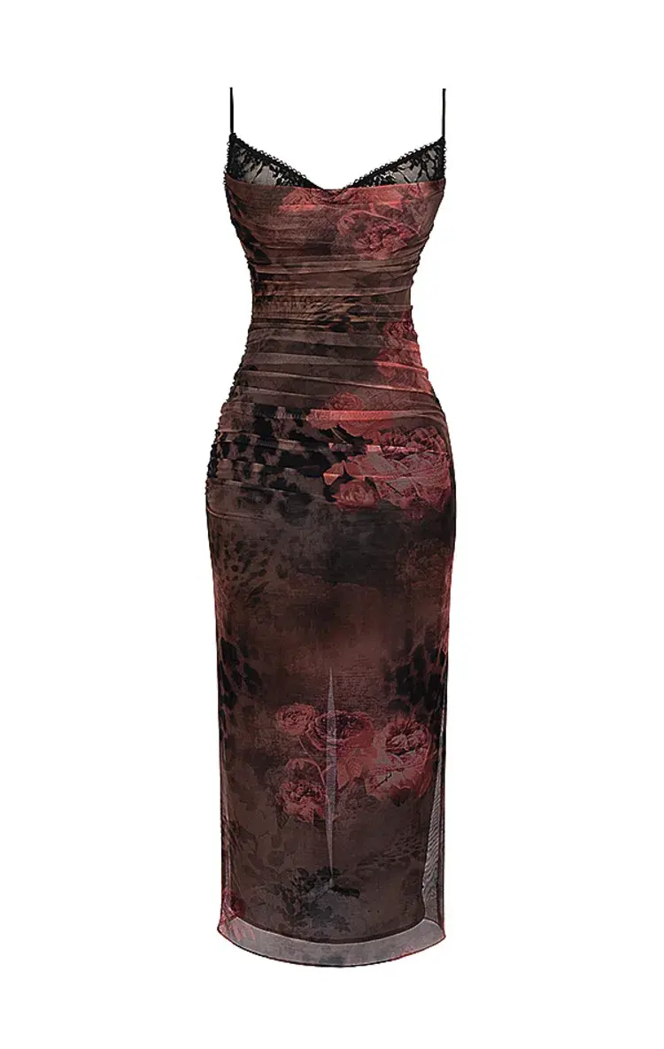 House of CB Nalini Midi Dress Floral & Leopard Print Size XL /Au 14 - Image 5