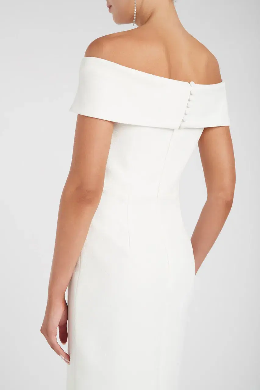 Rebecca Vallance Amore Off Shoulder Midi Dress Ivory Size 6  - Image 3