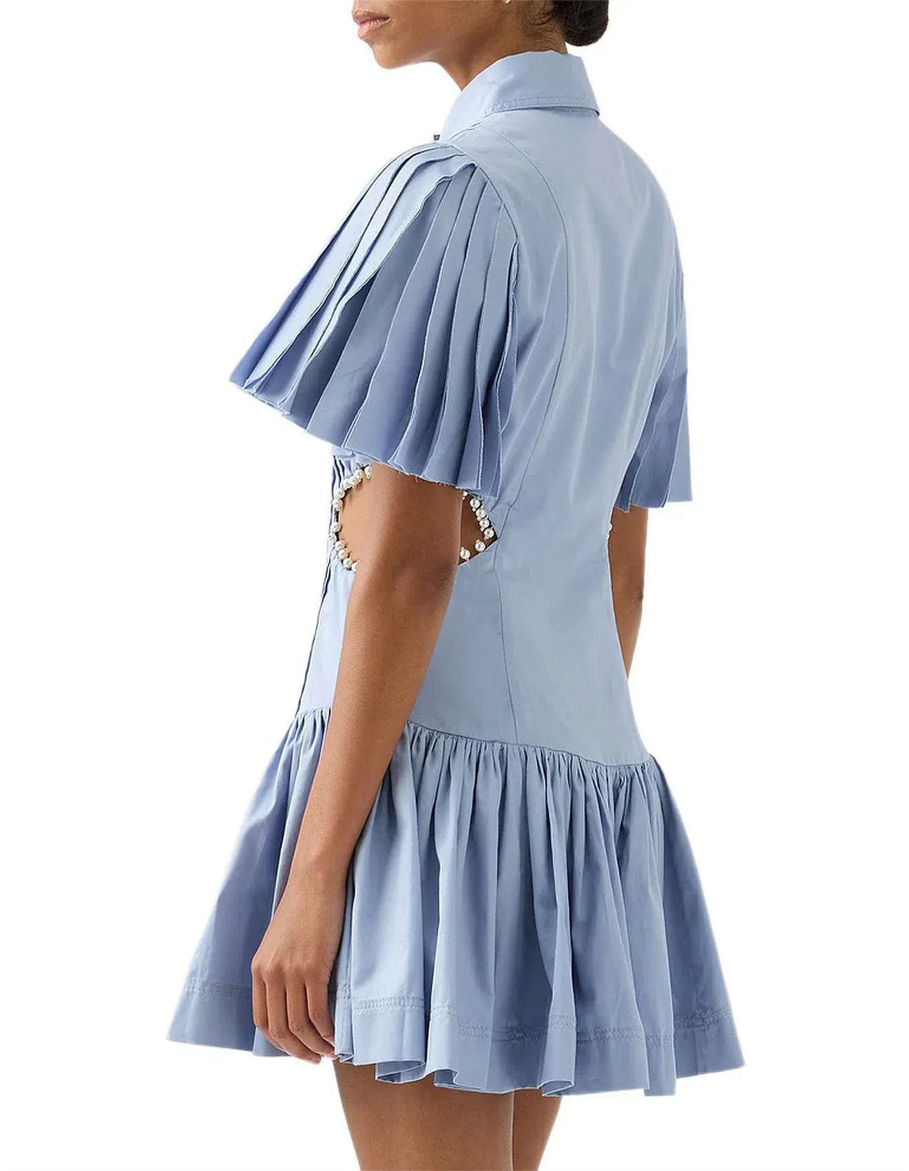 Aje Mythos Pearl Waist Mini Dress Steel Blue Size 10 - Image 6